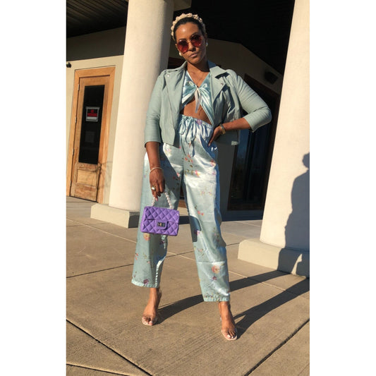 Mint Faux Leather Moto Biker Jacket - M