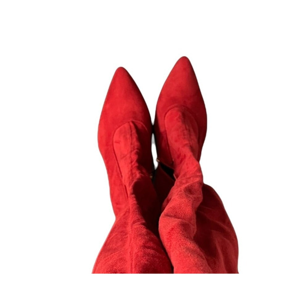 Red Thigh Boots - 9.5