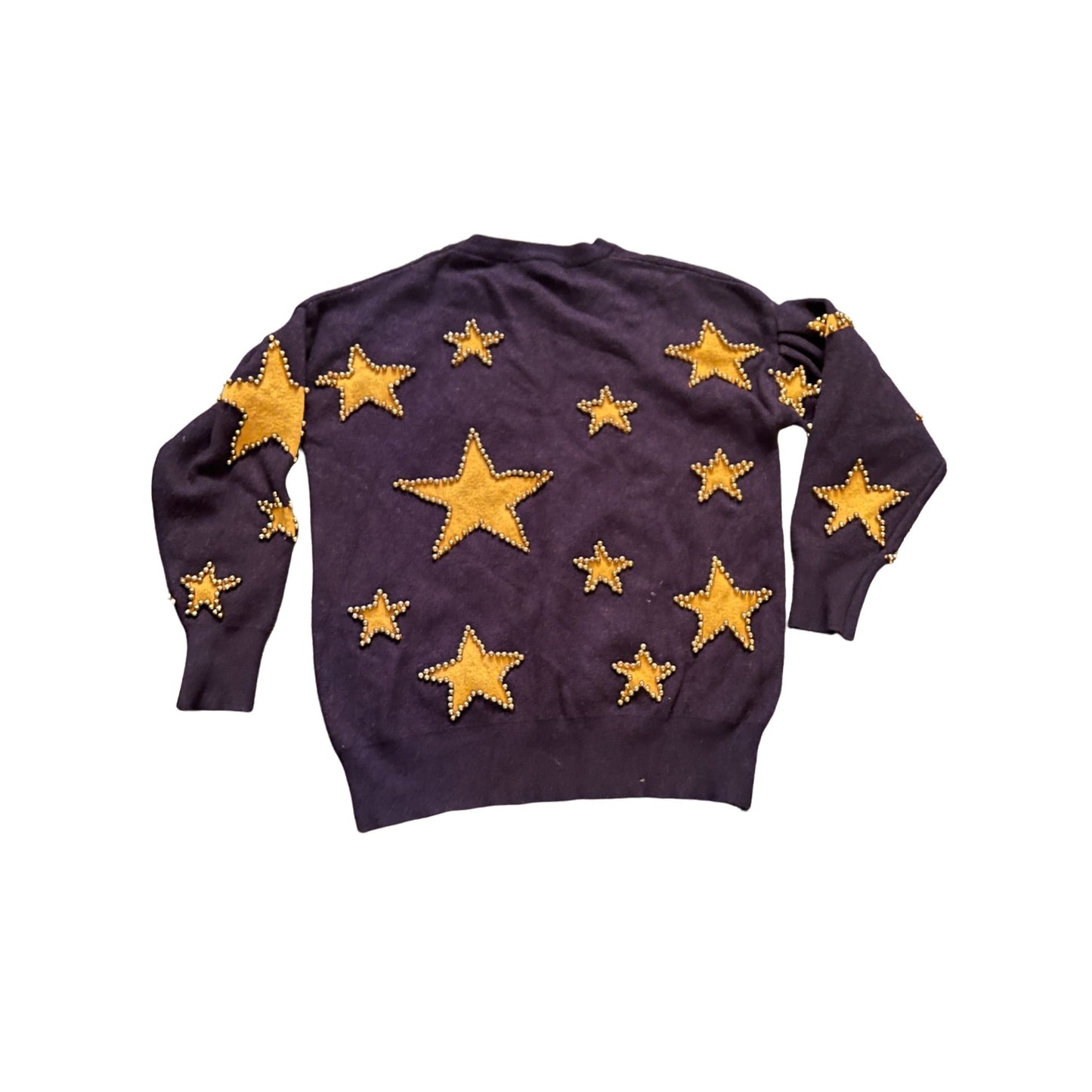 Beaded Gold Star Sweater - M