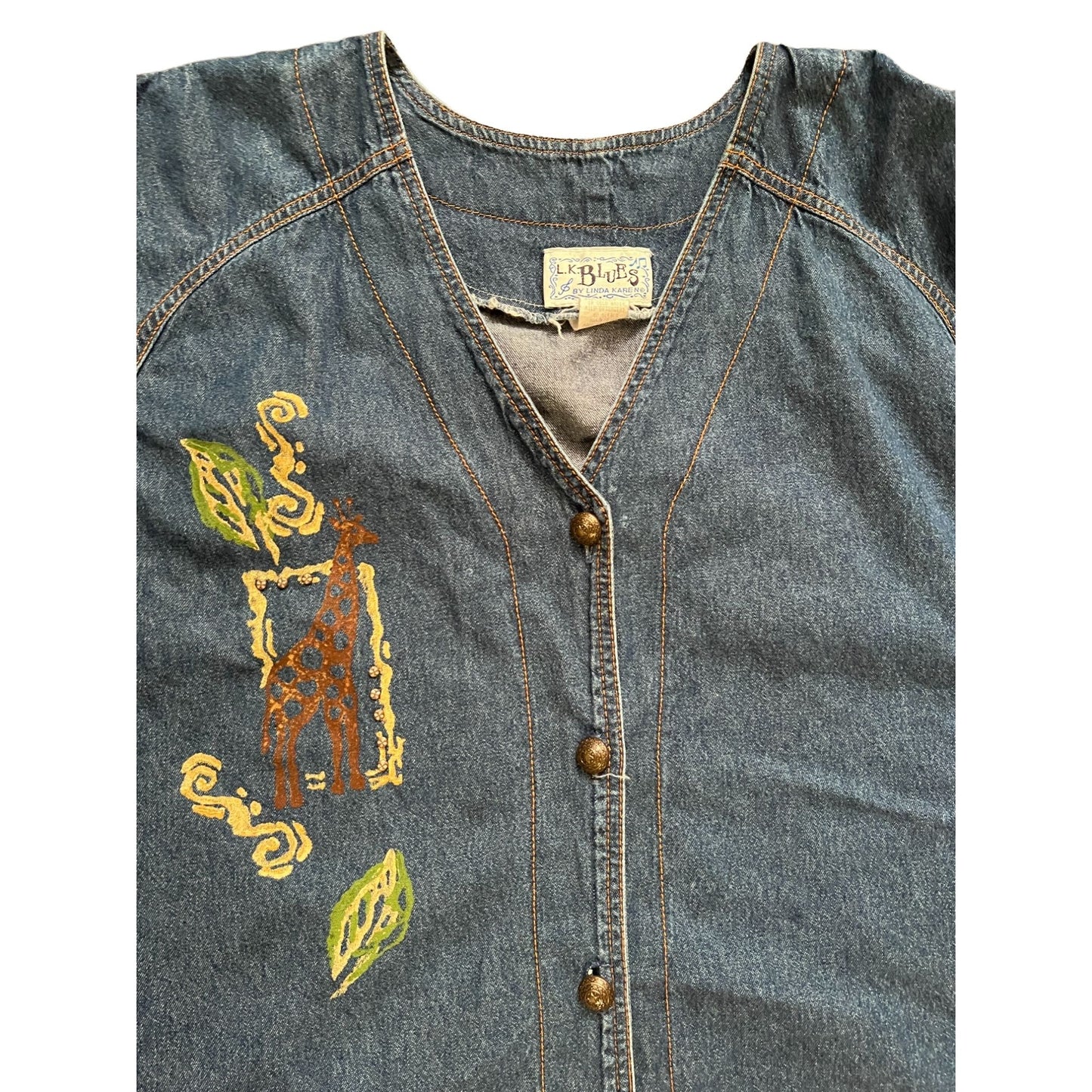 Vintage Baseball Jersey Style Denim Shirt Dress - XL