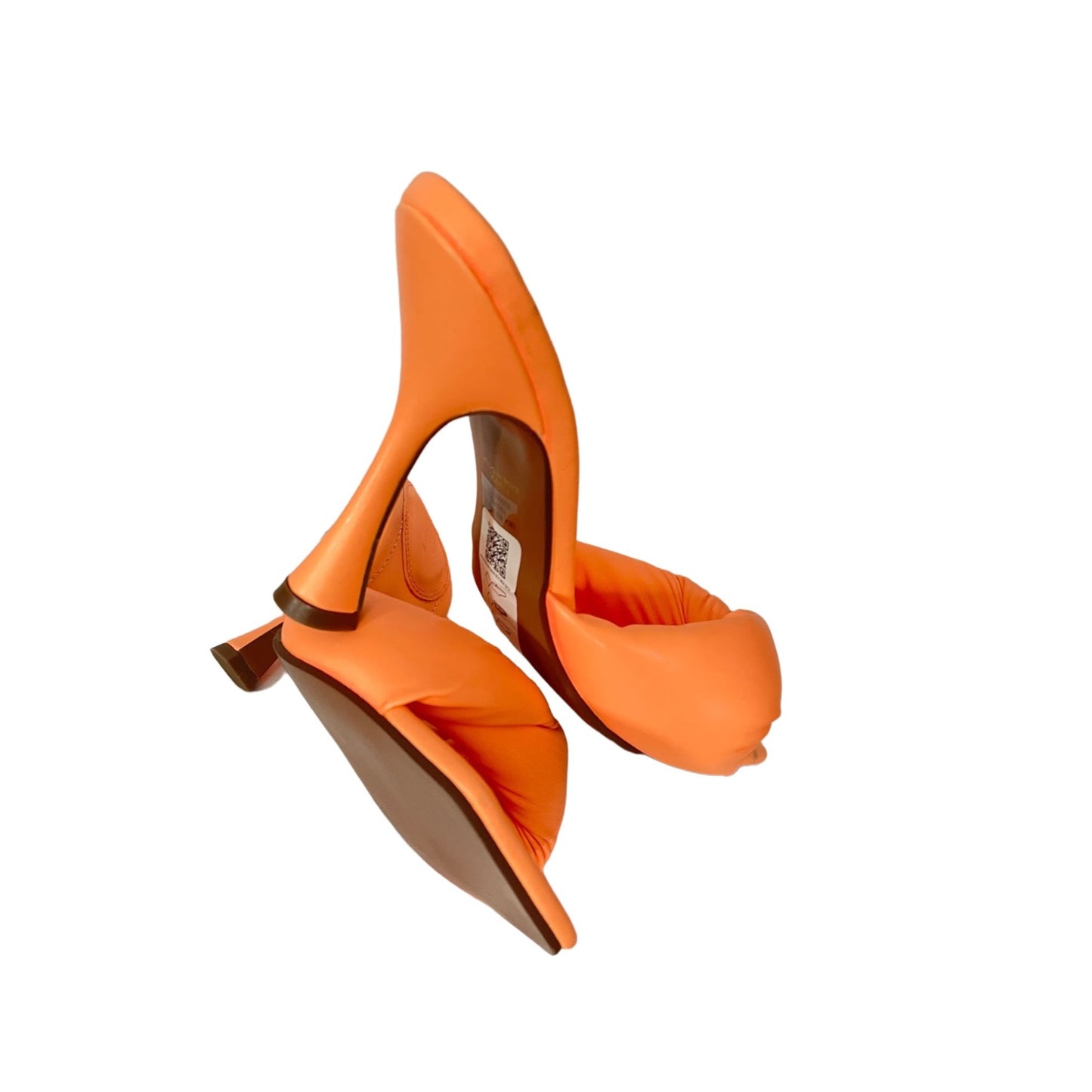 ASOS DESIGN Niki padded twist high heeled mules in coral - 5