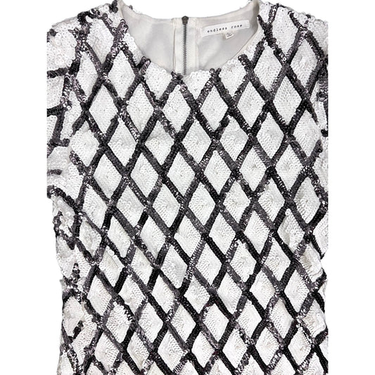 WHITE & BLACK SEQUIN DRESS - S