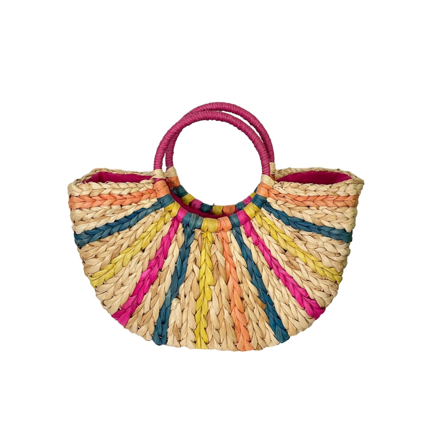 Striped Straw Crescent Moon Handbag