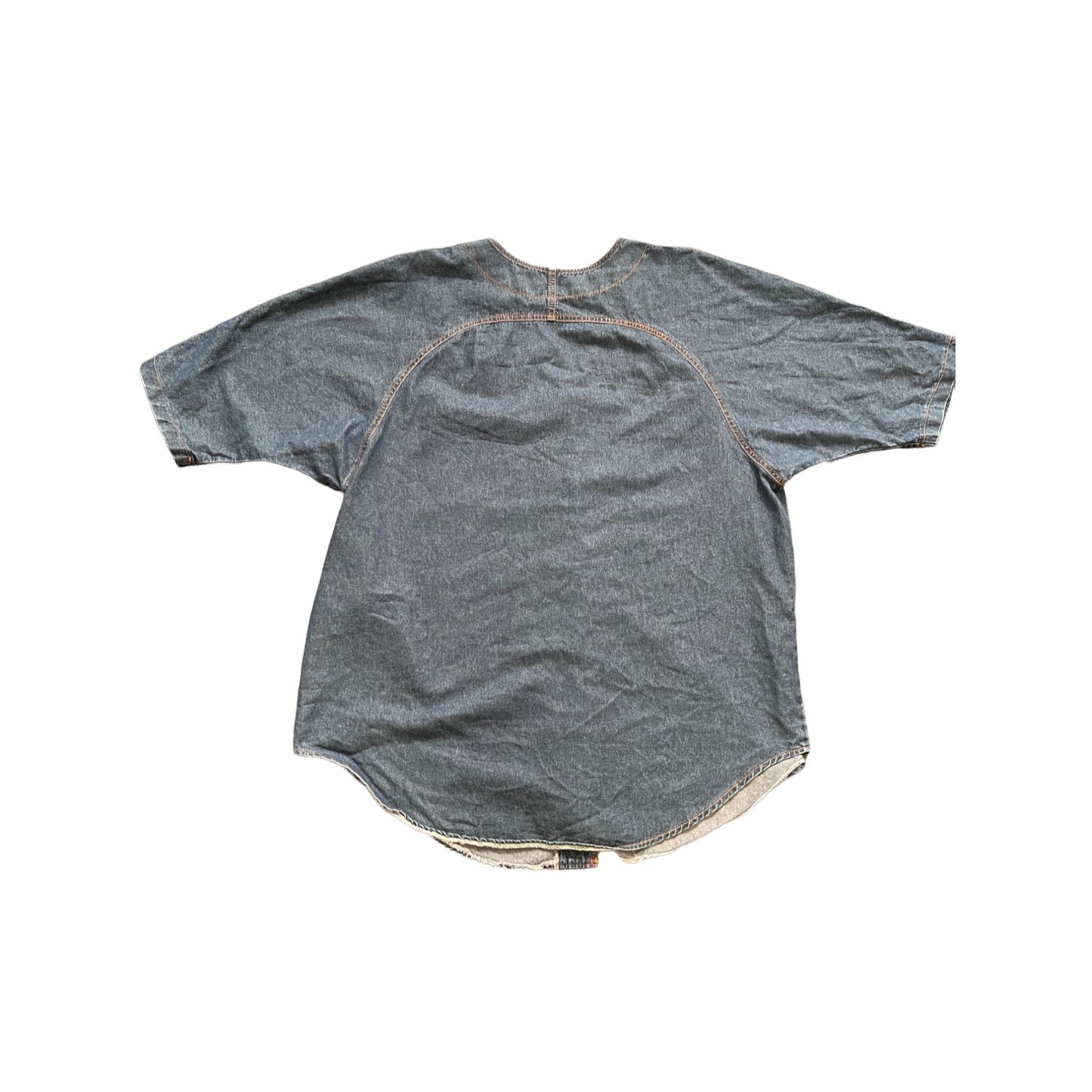 Vintage Baseball Jersey Style Denim Shirt Dress - XL