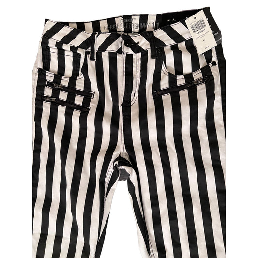 Black & White Striped Jeans - 9/10