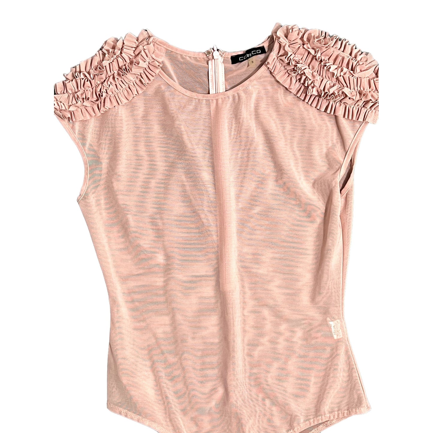 Ruffle Shoulder Sleeveless Bodysuit - L