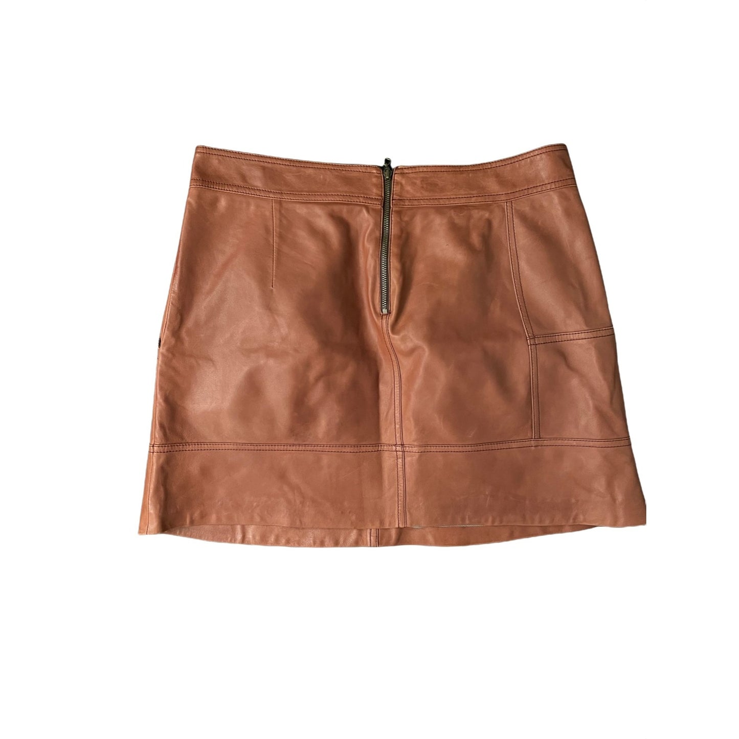 Brunello Cucinelli Tan Leather Mini Skirt - 6