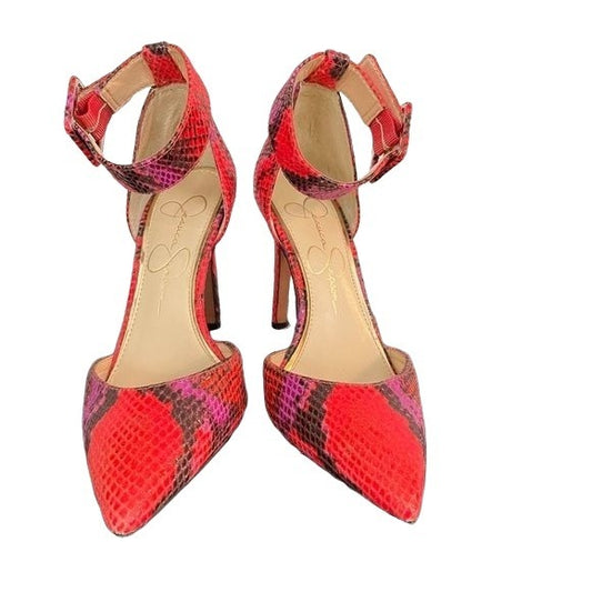 Jessica Simpson Red & Purple Snakeskin Heels - 4