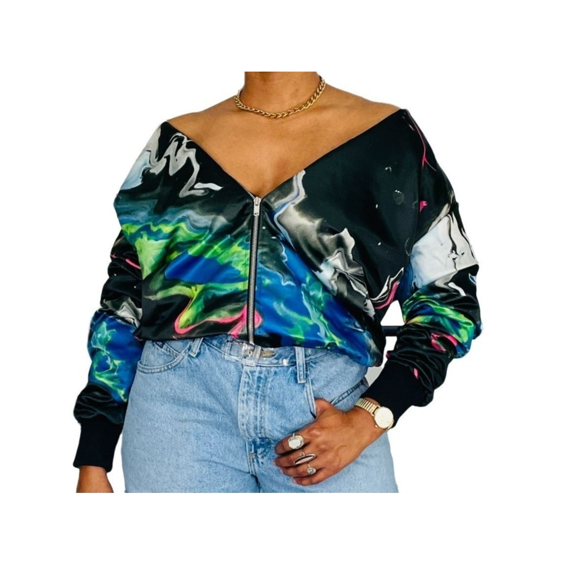 That Drip Satin Bomber - L