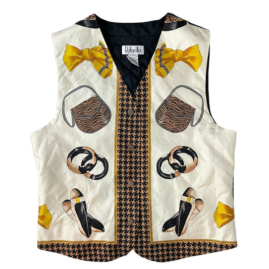 Vintage Print Silk Vest