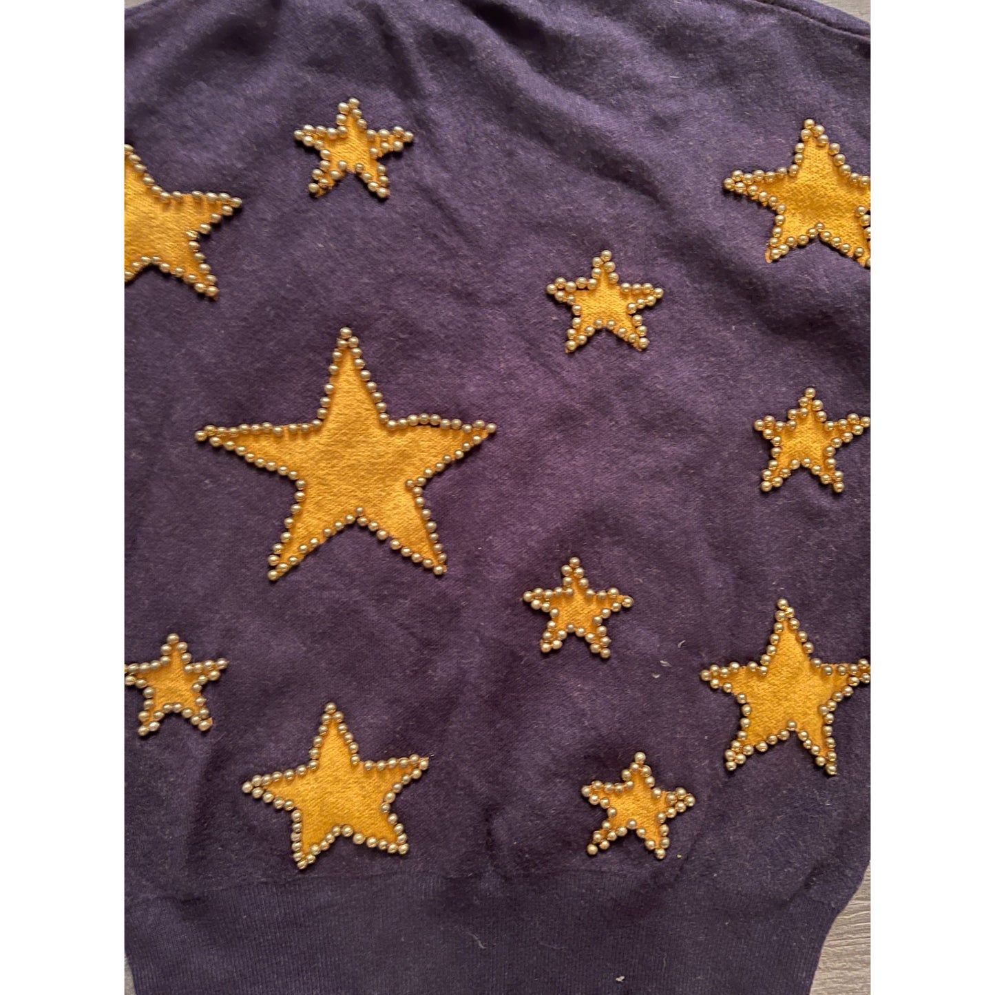 Beaded Gold Star Sweater - M