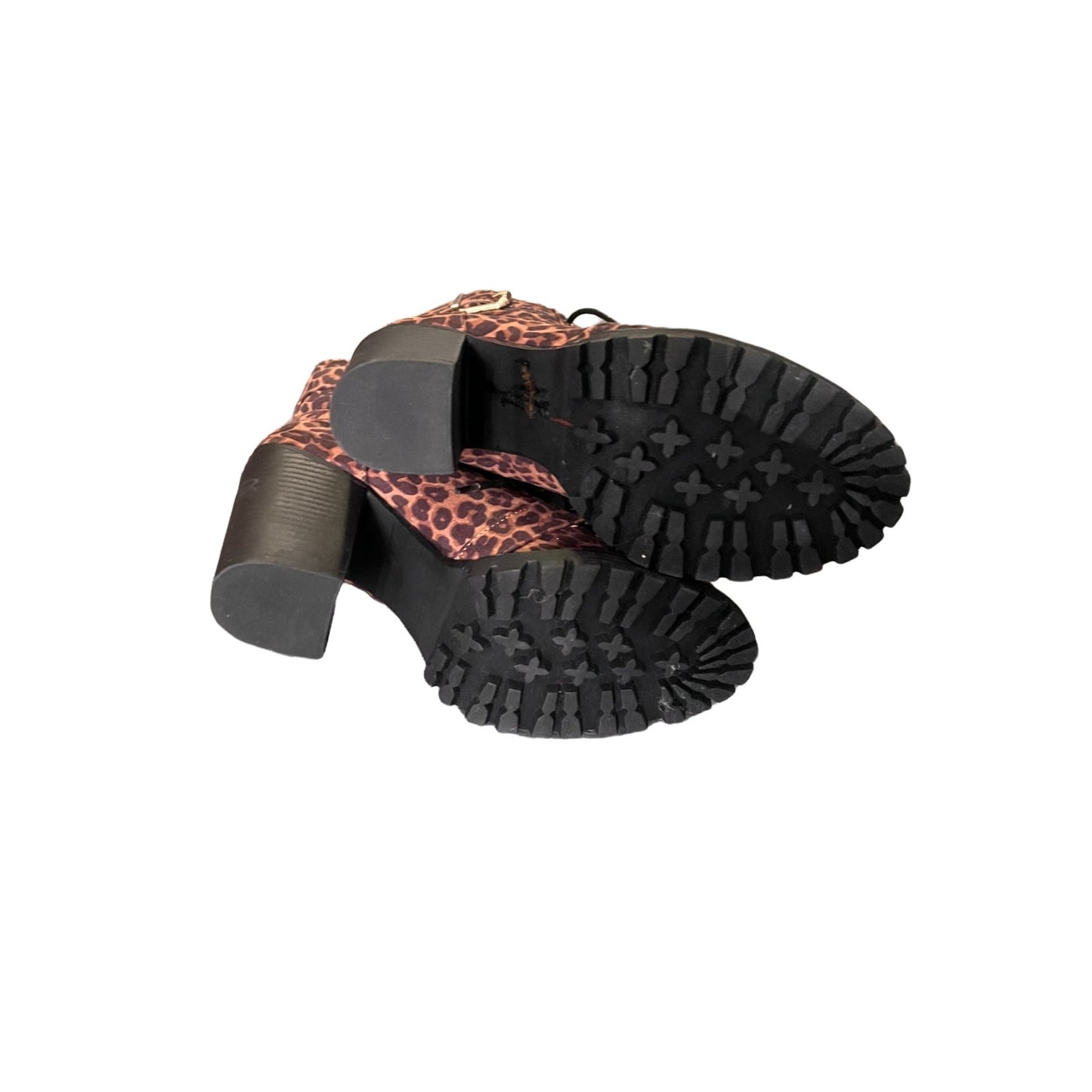 Leopard Lace-up Heeled Boots - 9