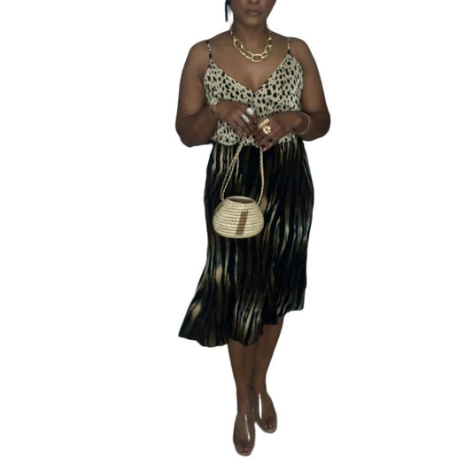 Vintage Mixed Tiger Print Skirt - L