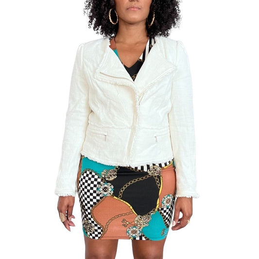 WHBM White Tweet Blazer Jacket - L