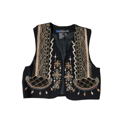 Vintage I.B. Diffusions Beaded Silk Vest - L