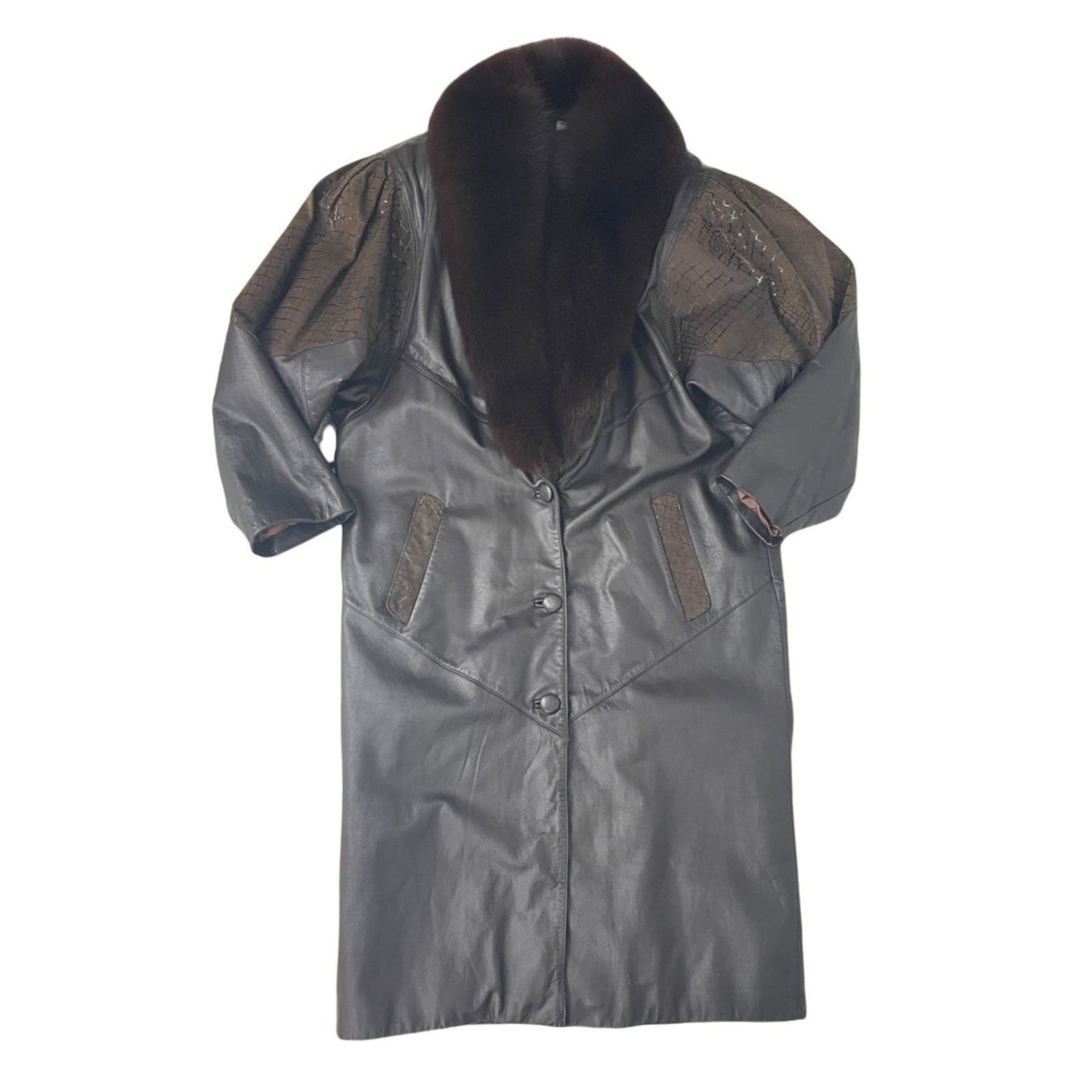 Vintage Fur Collar Leather Coat