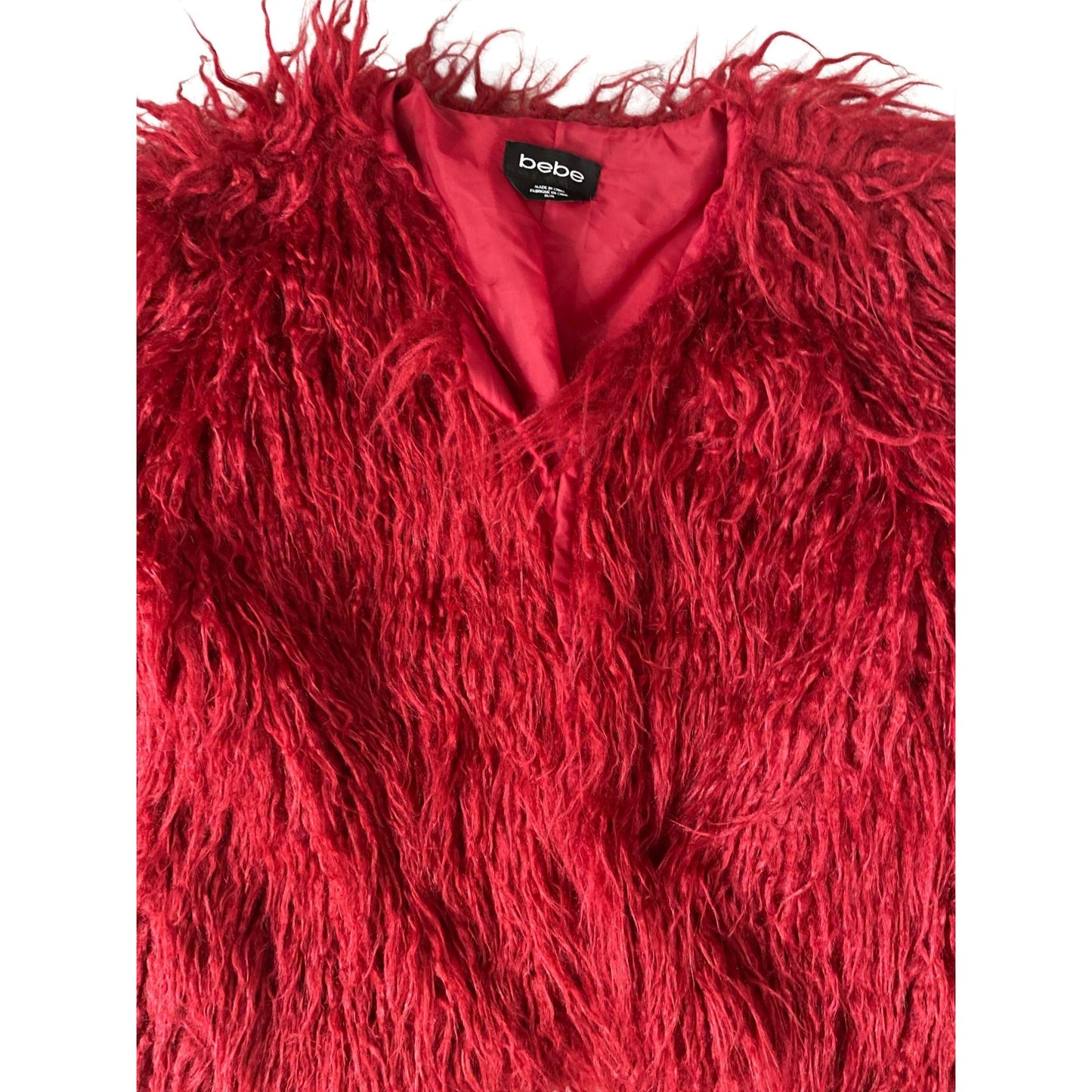 Red Bebe Shag Fur Coat - M