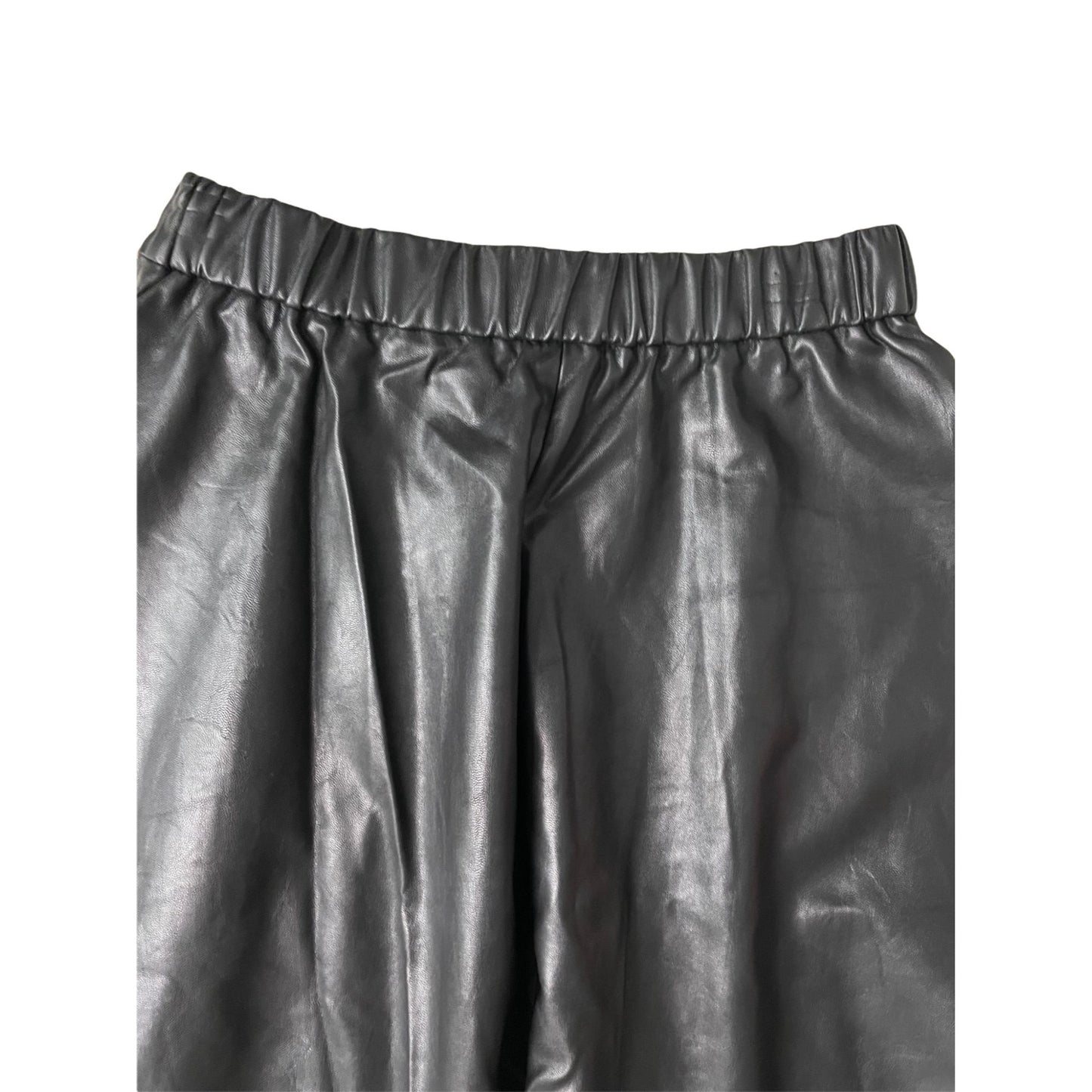 Black Faux Leather Skater Skirt - S/M