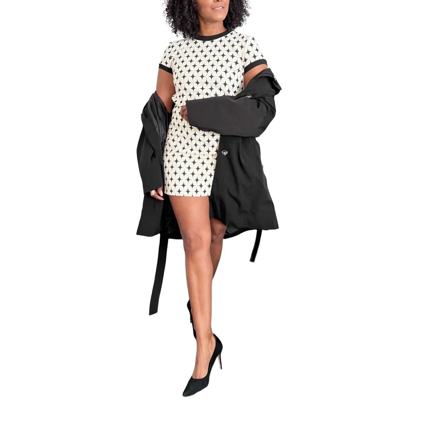 Zara Jacquard Shift Knit Dress - M