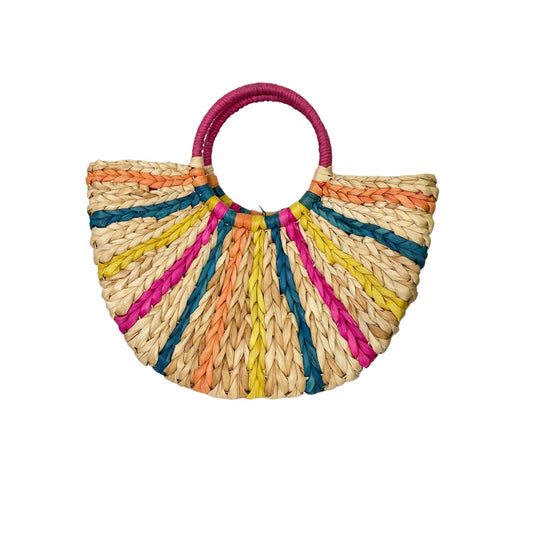 Striped Straw Crescent Moon Handbag