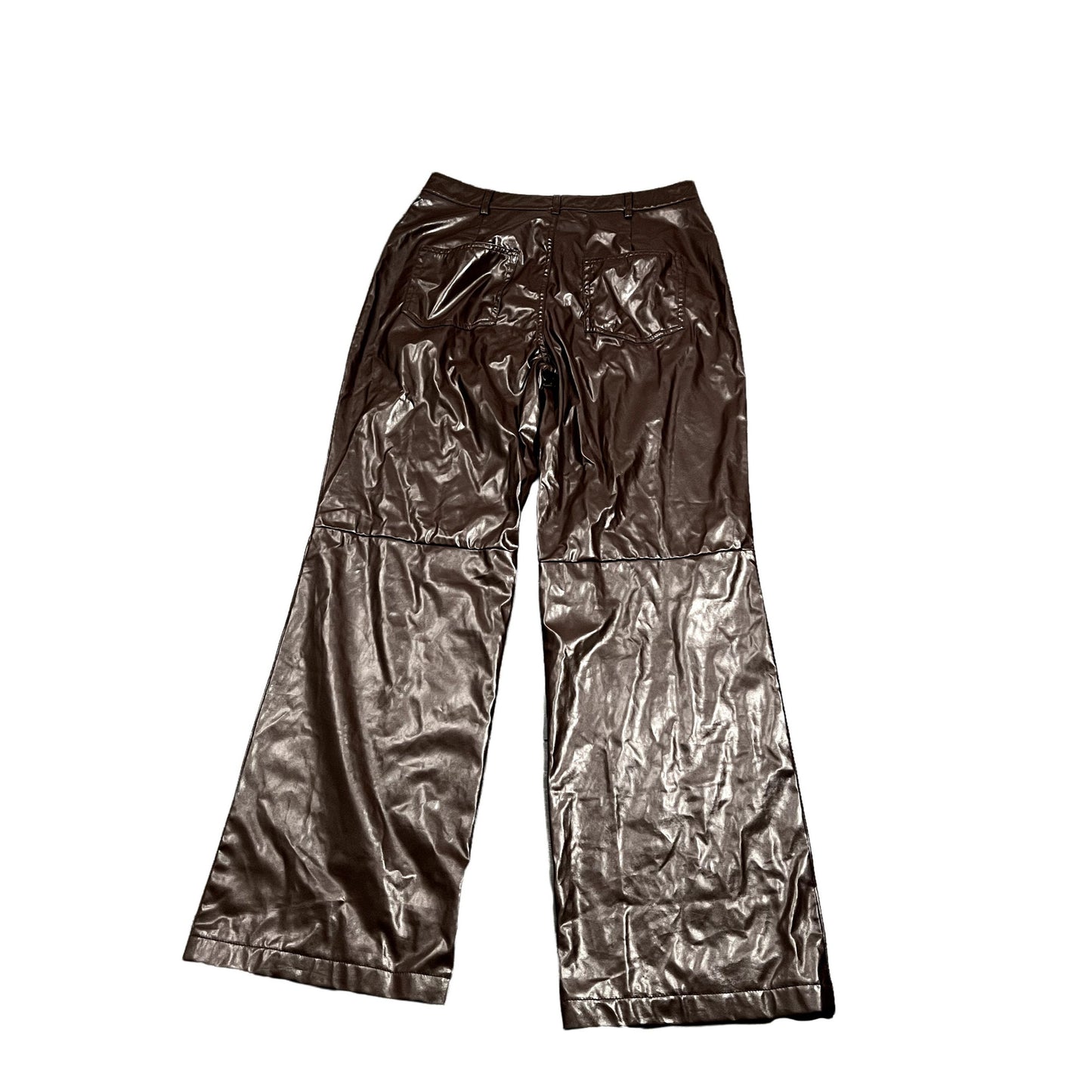 Brown Leather Looking Wide Leg Pants - 12