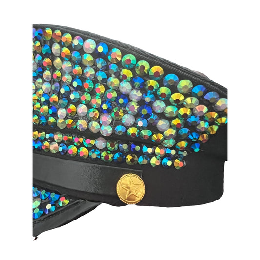 Rhinestone Steampunk Military Hat