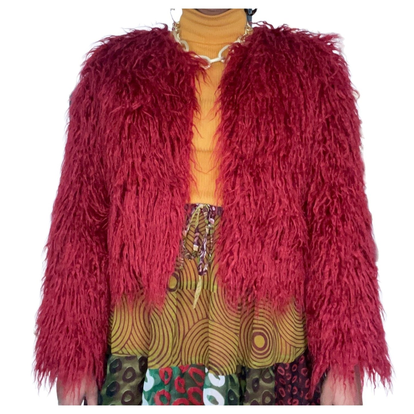 Red Bebe Shag Fur Coat - M