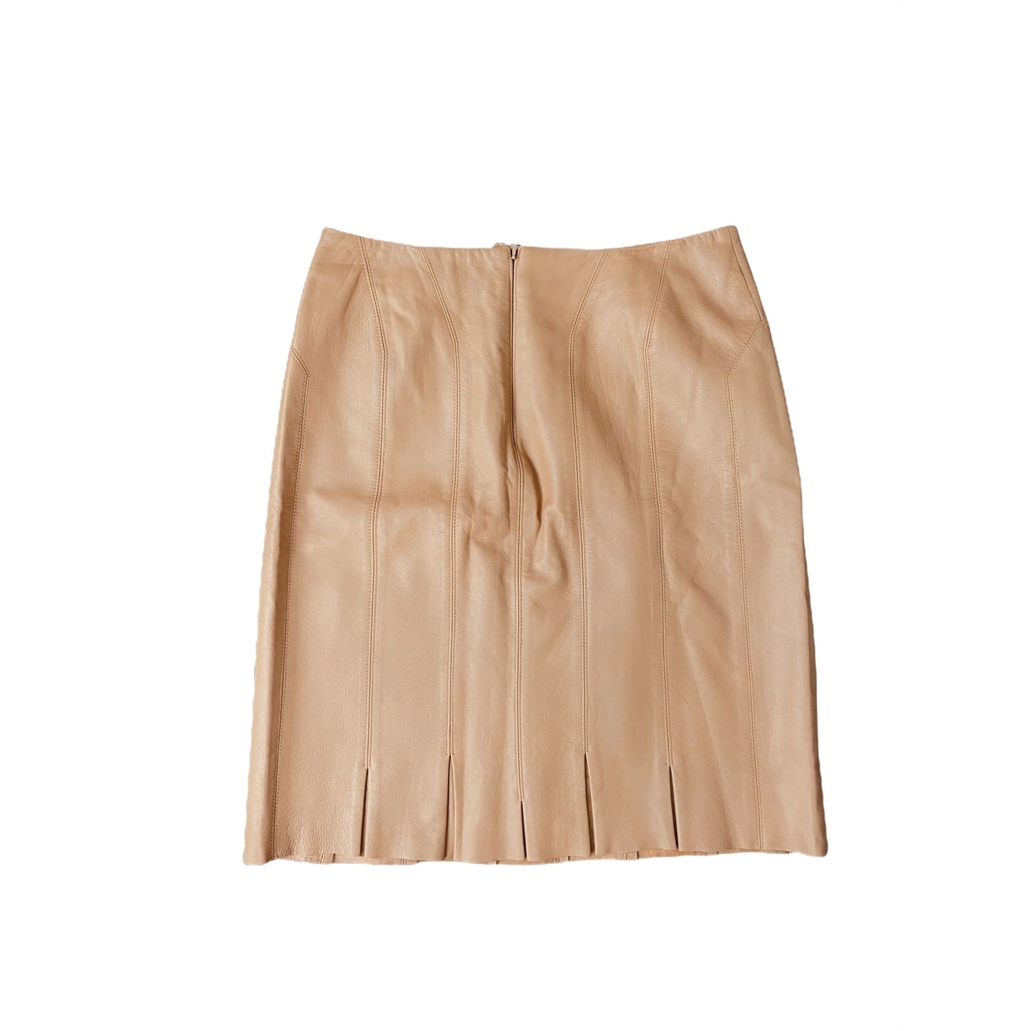 Etcetera tan pleated hem leather skirt - 6
