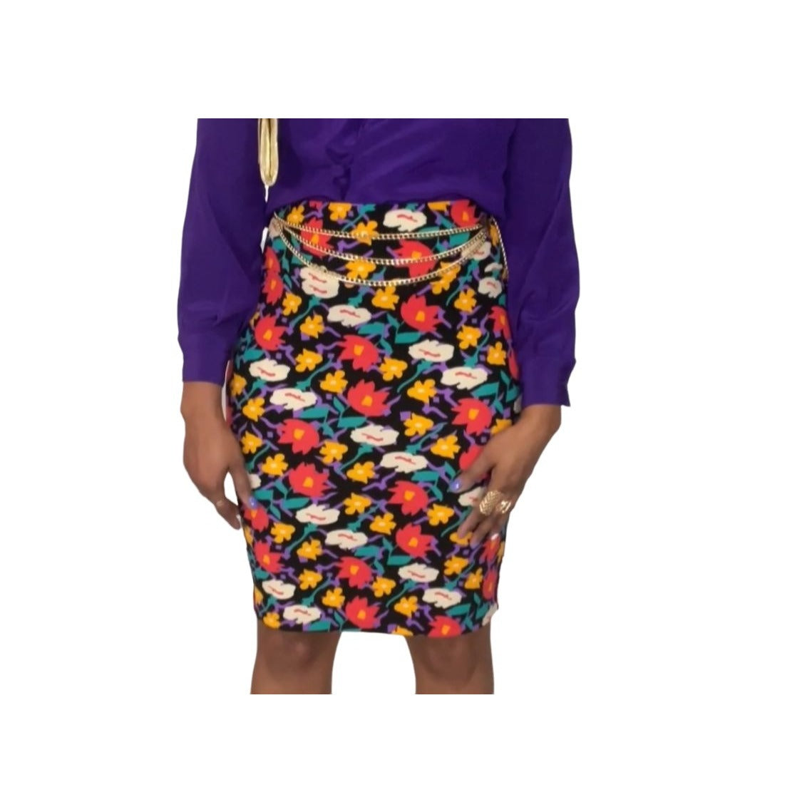 Floral Pencil Skirt - M