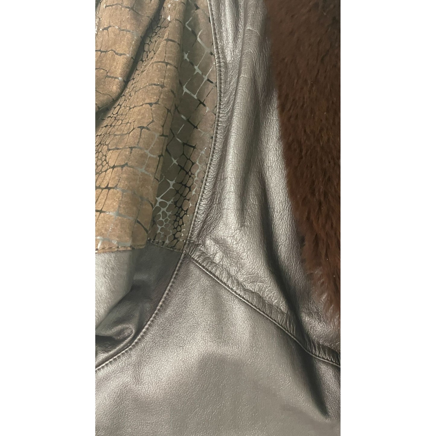 Vintage Fur Collar Leather Coat