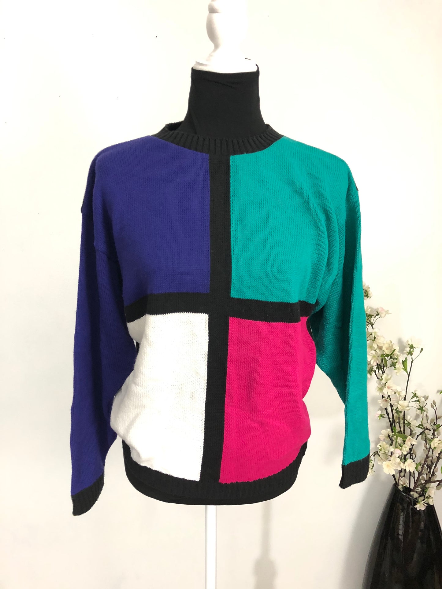 Vintage Color Block Sweater - M