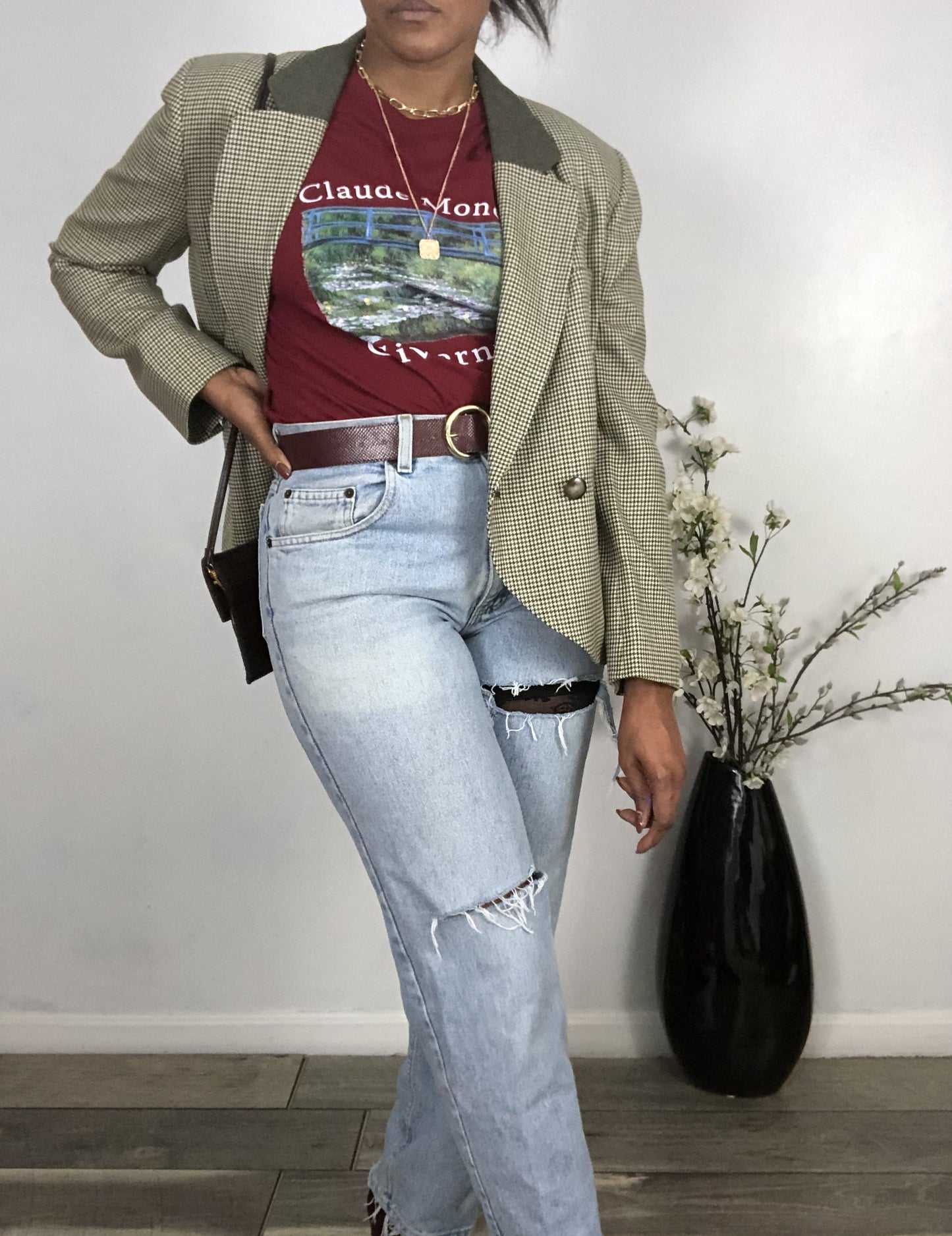 Vintage Wool Houndstooth Blazer -10