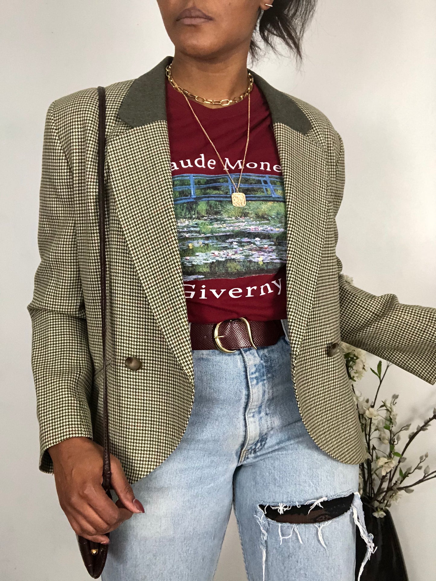 Vintage Wool Houndstooth Blazer -10