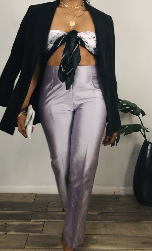 Vintage High Waist Silk Pants - 8