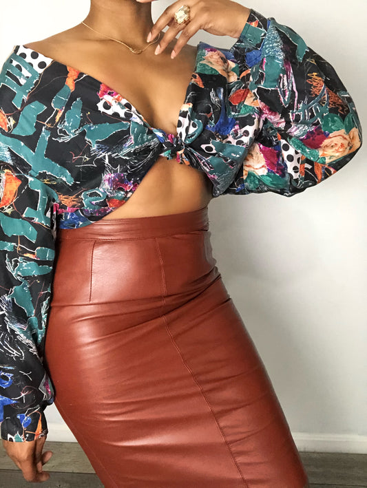 Vintage Leather Skirt - 8