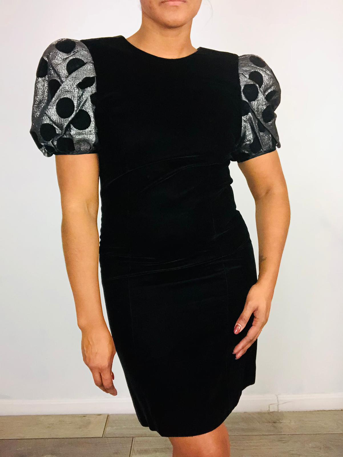 Vintage Velvet Glitter Sleeve Dress - M
