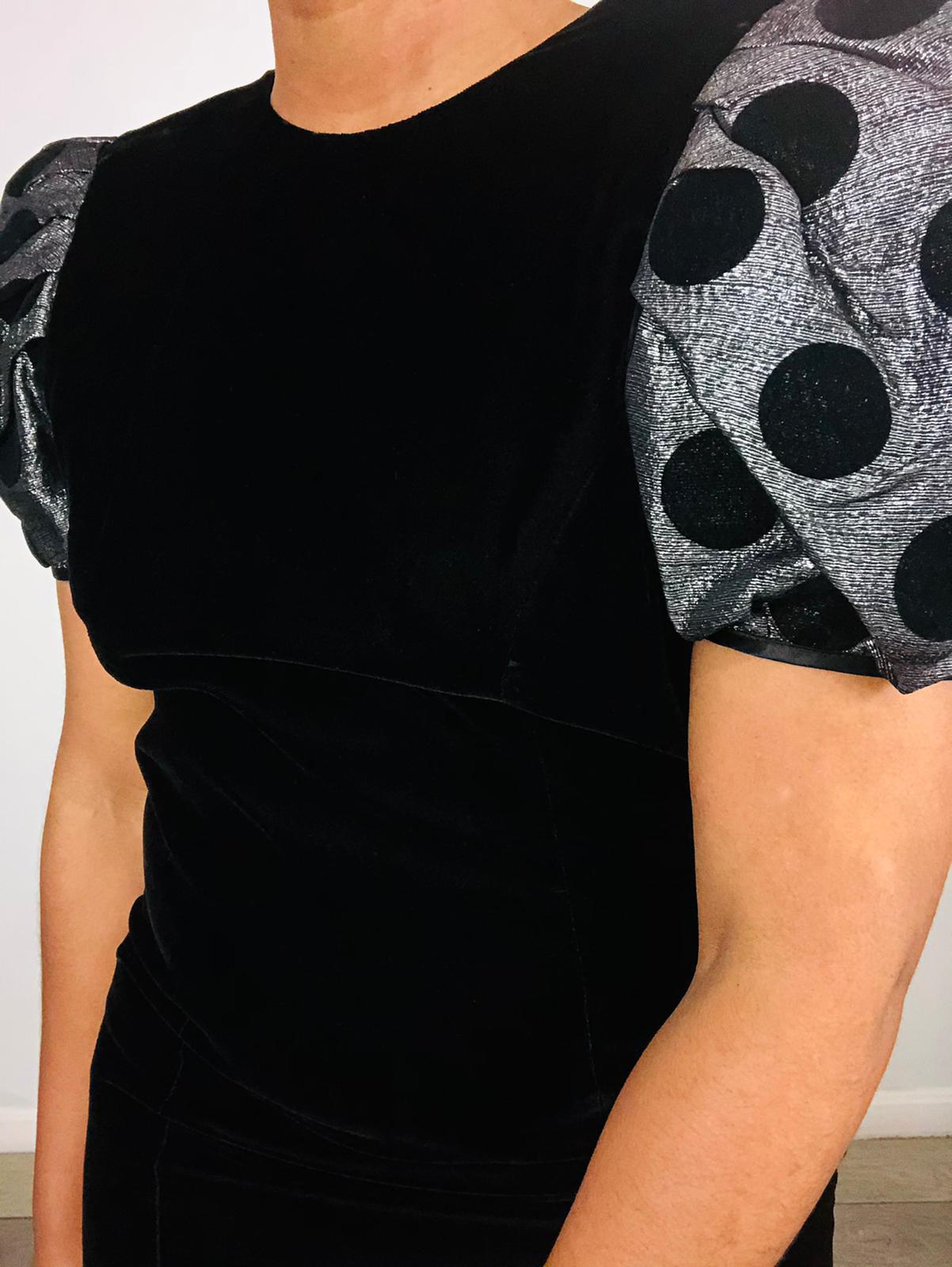 Vintage Velvet Glitter Sleeve Dress - M