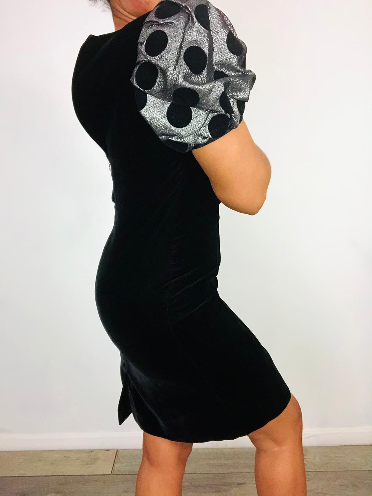 Vintage Velvet Glitter Sleeve Dress - M