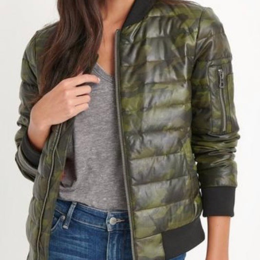 Lucky brand Camouflage Puffer Bomber - M