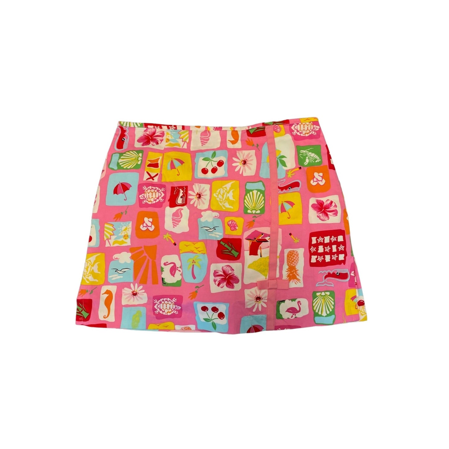 Pink Print Bow Mini Skirt - 10