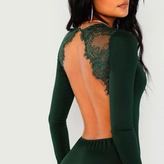 Backless Lace Bodysuit - Large