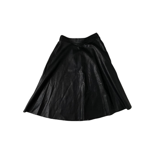 Black Faux Leather Skater Skirt - S/M