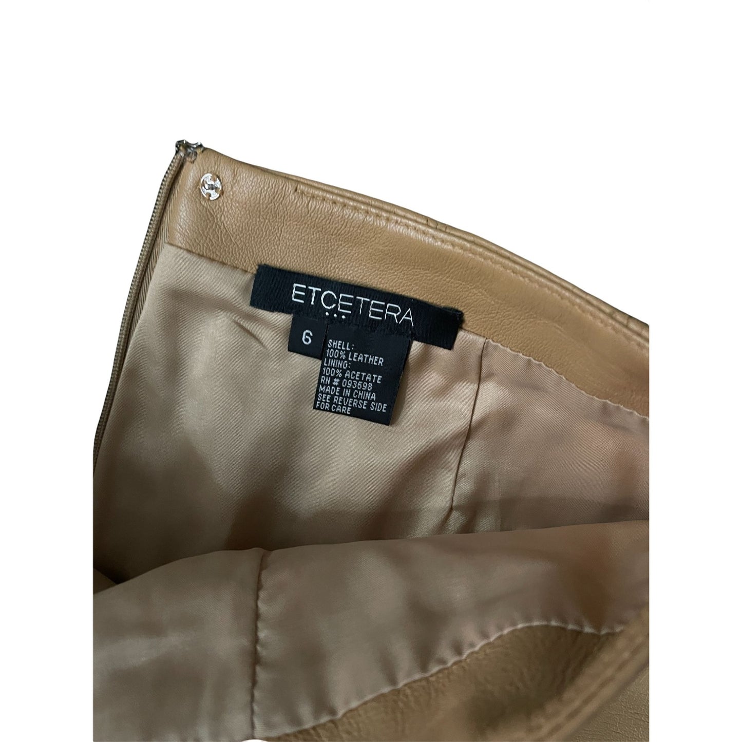 Etcetera tan pleated hem leather skirt - 6