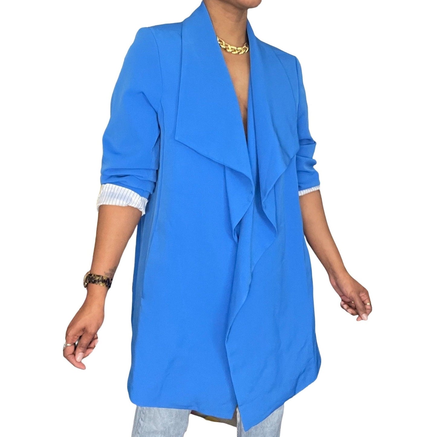 Blue Open Drape Blazer - 2X