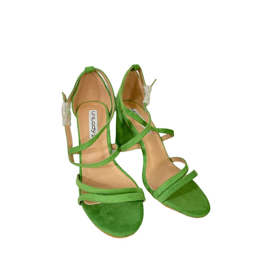 New Lime Green Strappy Chunky Heels - 10