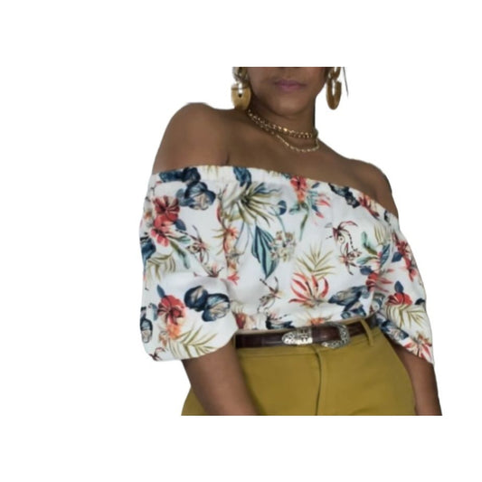 Tropical Off the Shoulder Top - M