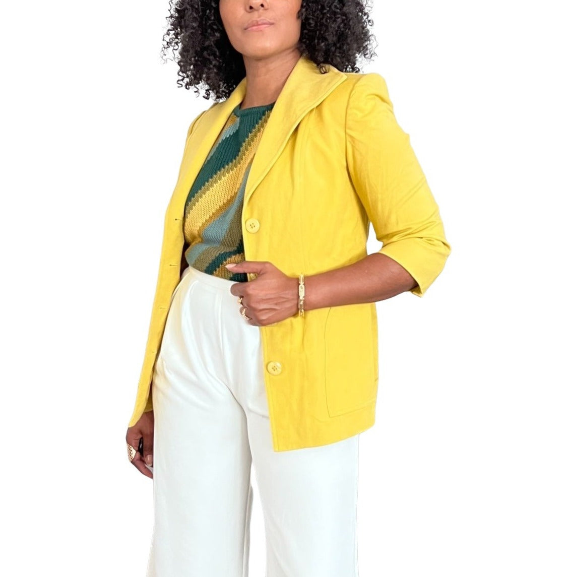 Yellow Mid-sleeve Blazer - 10