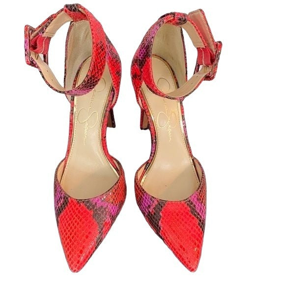 Jessica Simpson Red & Purple Snakeskin Heels - 4