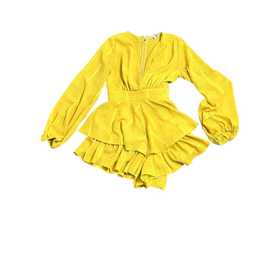 Yellow Shorts Long Sleeve Romper - S