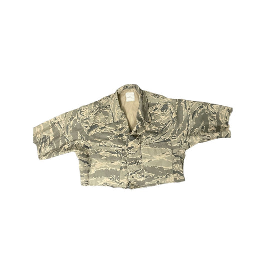 Light Green Short Sleeve Crop Camo Jacket - L/XL